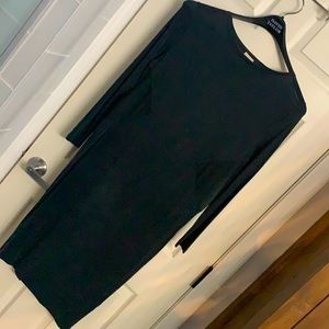 Black/gray mesh and silk dress
